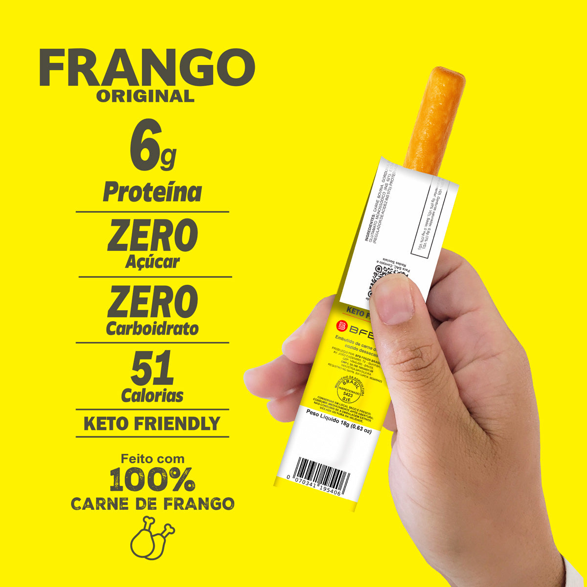 Display Quick Stick Protein Sabor Frango com 10 Sticks de Carne de Frango