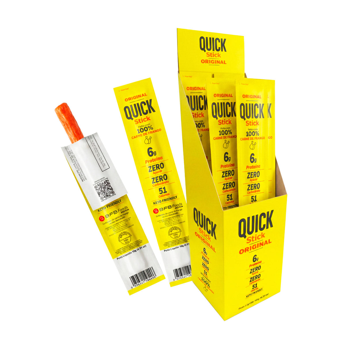 Display Quick Stick Protein Sabor Frango com 10 Sticks de Carne de Frango