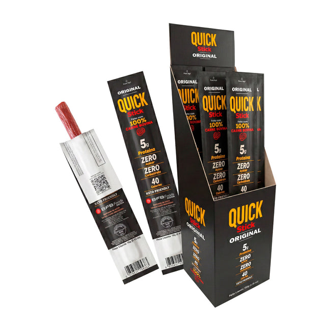 Display Quick Stick Protein Sabor Original com 10 Sticks de Carne Bovina